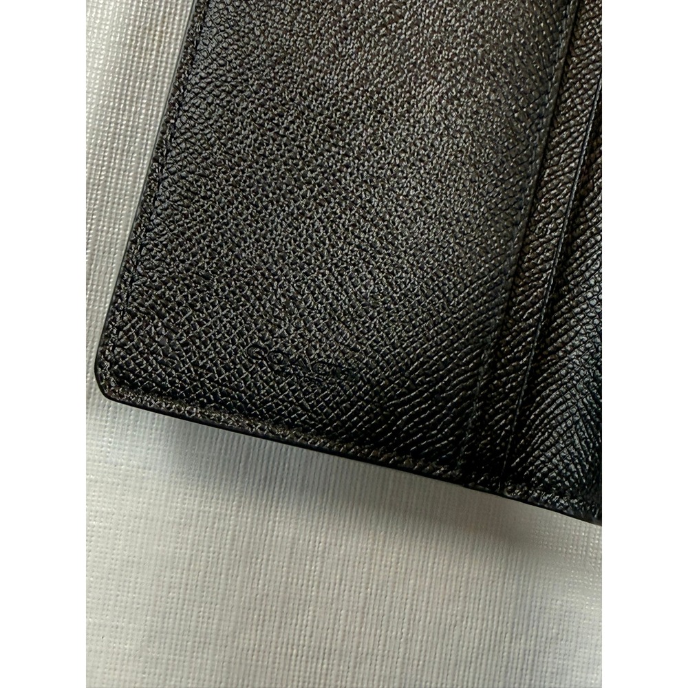 Coach Black Crossgrain Leather Slim Envelope Wallet Gold Logo Bifold - Picture 6 of 8